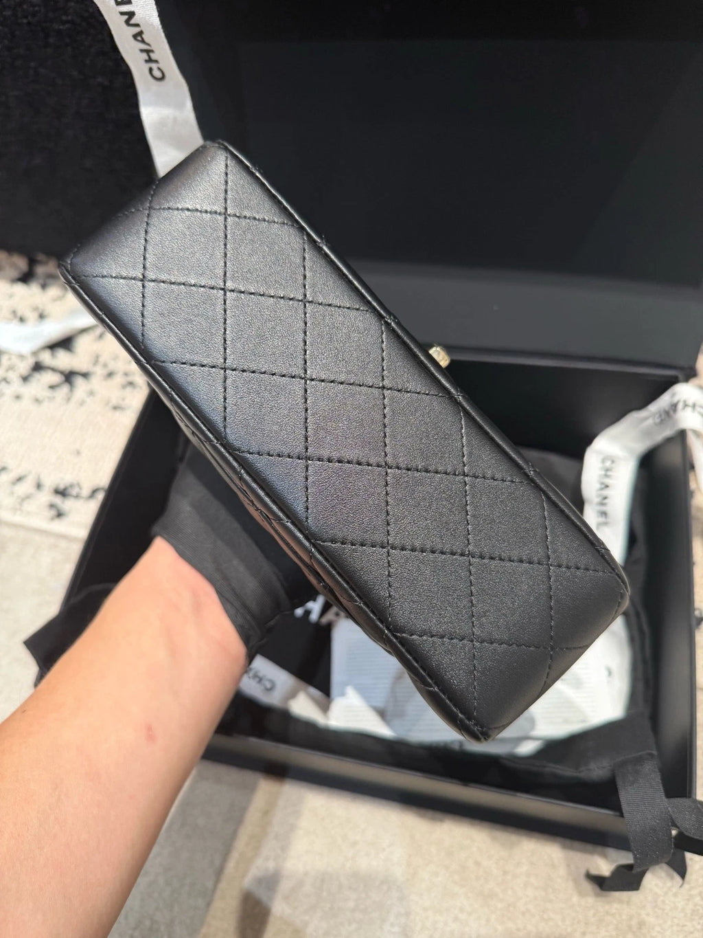 CHANEL Classic Flap Large Mini Top Handle Lambskin Bag For Women
