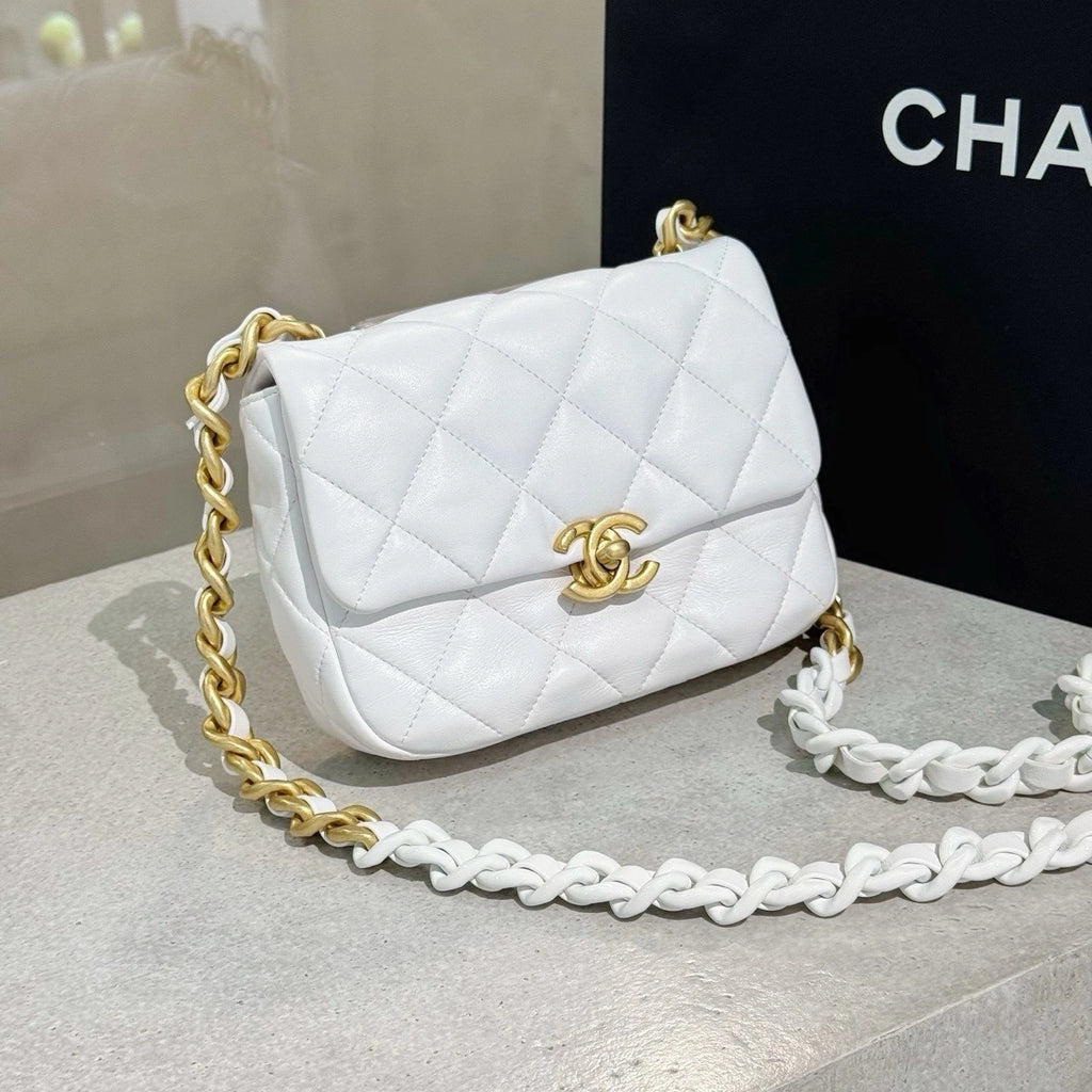 CHANEL White Mini Square Crossbody Bag For Women
