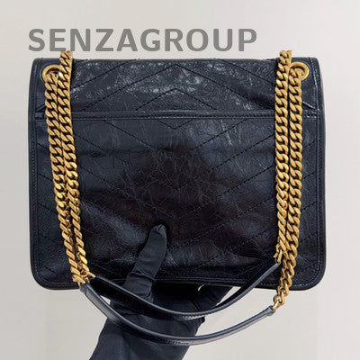 Saint Laurent YSL Black Calfskin Niki Medium Chain Shoulder Bag