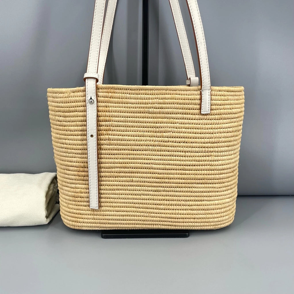 Loewe White Straw Shoulder Handbag for Women
