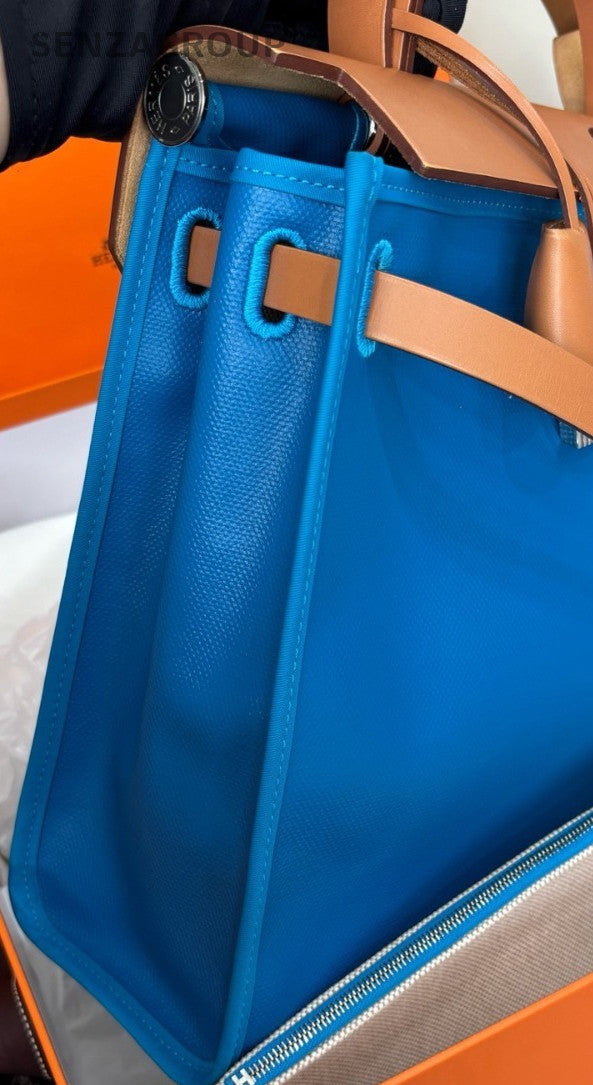 Hermes Herbag 2Way Top Handle Bag Crossbody Blue Orange Used Women Classic