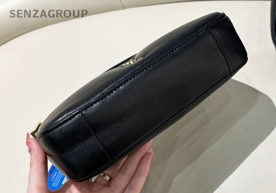 YSL Saint Laurent Lambskin Underarm Shoulder Bag Women Black Almost Brand new
