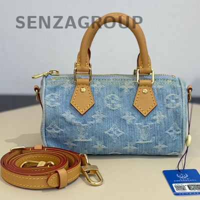 Louis Vuitton Speedy Nano Denim Monogram Handbag for Women