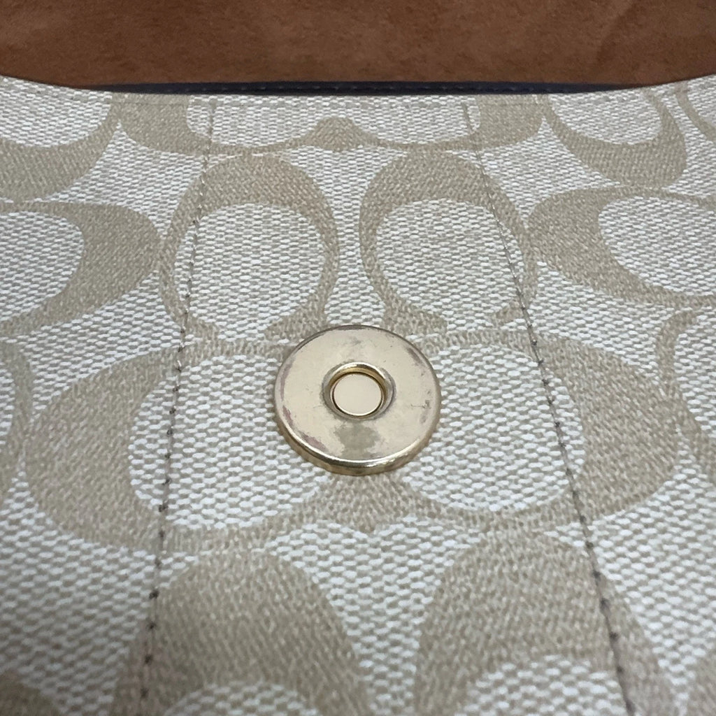 Coach Georgie27 Logo Canvas Leather Shoulder Bag Excellent