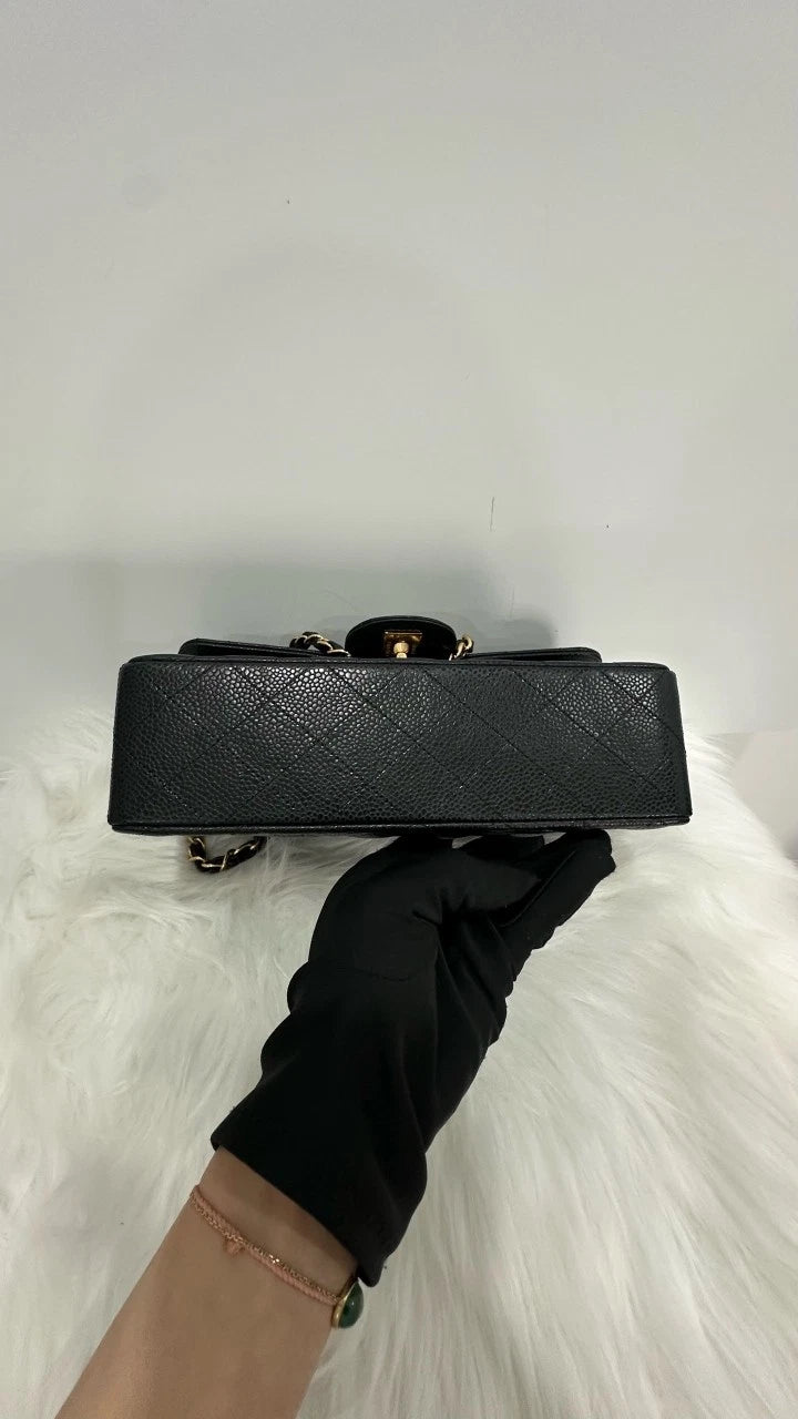 Pre-owned CHANEL Black Gold Mini CF Shoulder Bag For Women