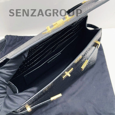 Saint Laurent Manhattan Medium Black Gold Leather Shoulder Bag Classic Women