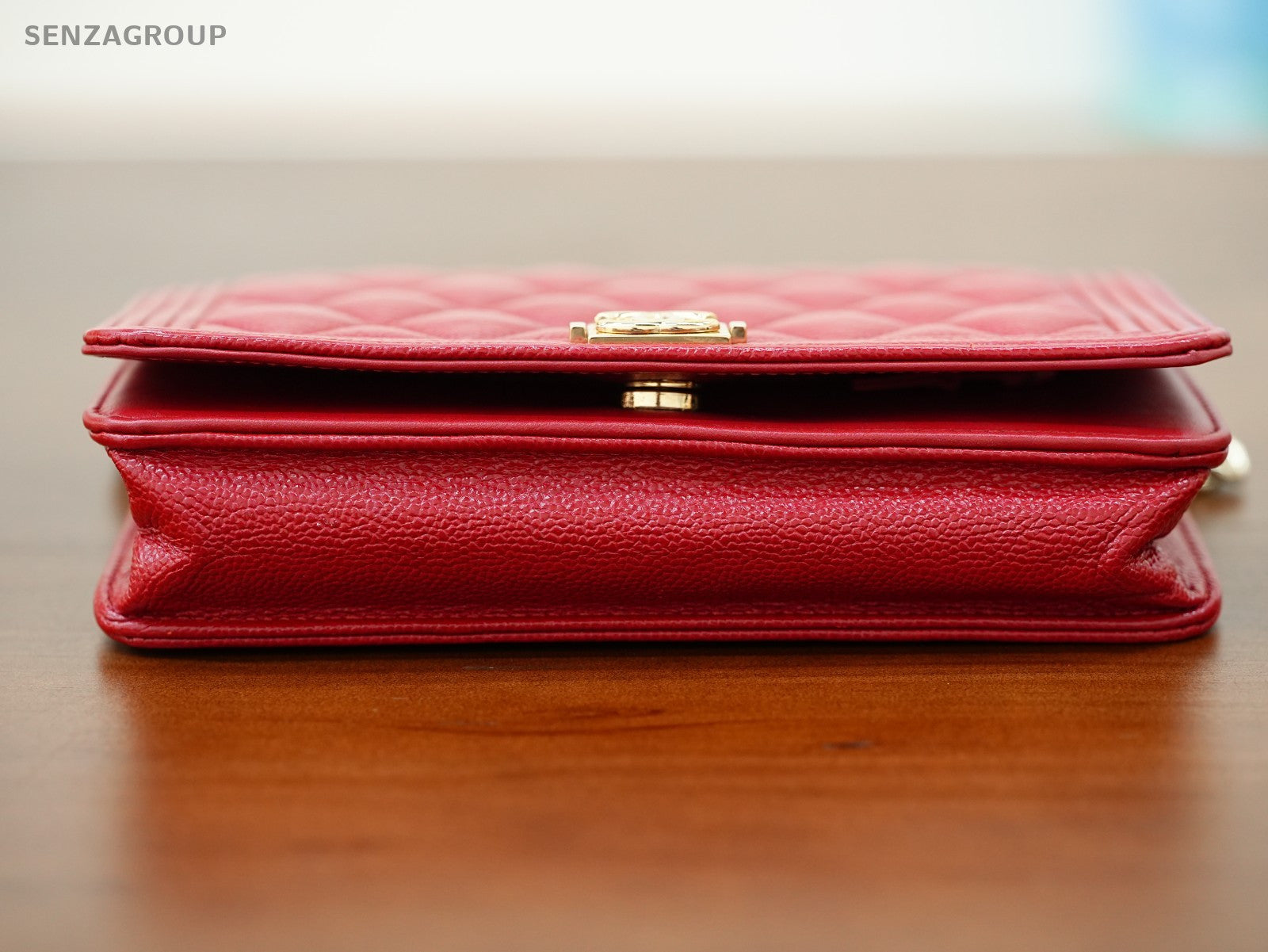 CHANEL Woc Diamond pattern Calfskin Chain Shoulder bag Women Red Gold