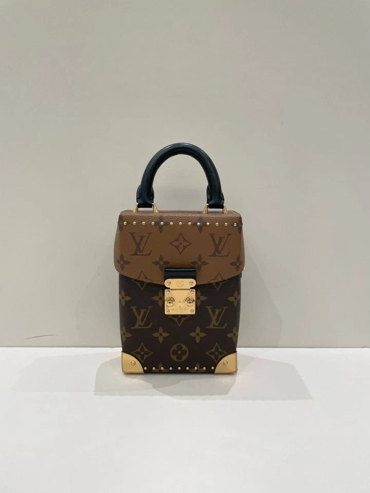 Louis Vuitton Brown Leather Camera Box Crossbody Bag For Women