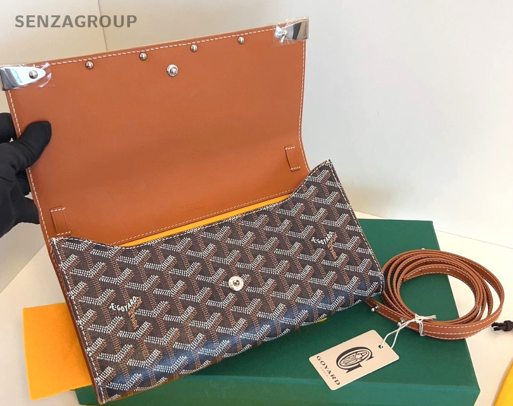 Goyard Monogram Monte Carlo Clutch Crossbody Shoulder Bag Women Brown
