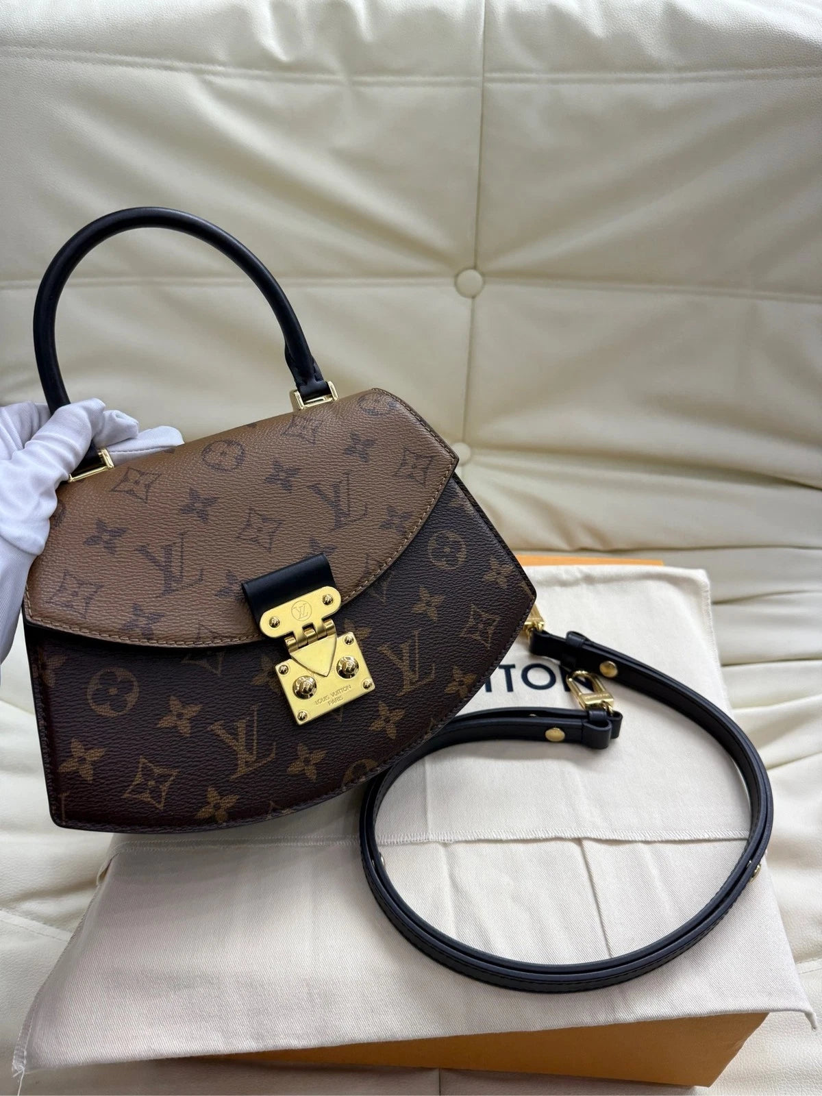 Louis Vuitton Monogram Canvas Top Handle Shoulder Bag For Women