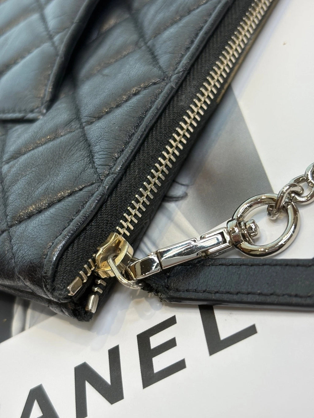 CHANEL 2.55 Black Gold Colorblock Chain Clutch Crossbody Bag For Women