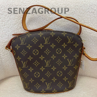 Louis Vuitton Monogram Brown Gold Shoulder Crossbody Bag Women Classic