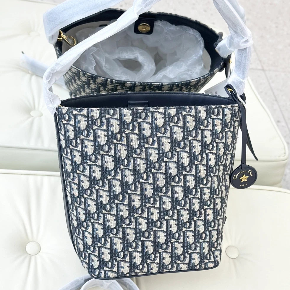 Christian Dior Star Bucket PM Monogram Shoulder Crossbody Bag Blue Women S