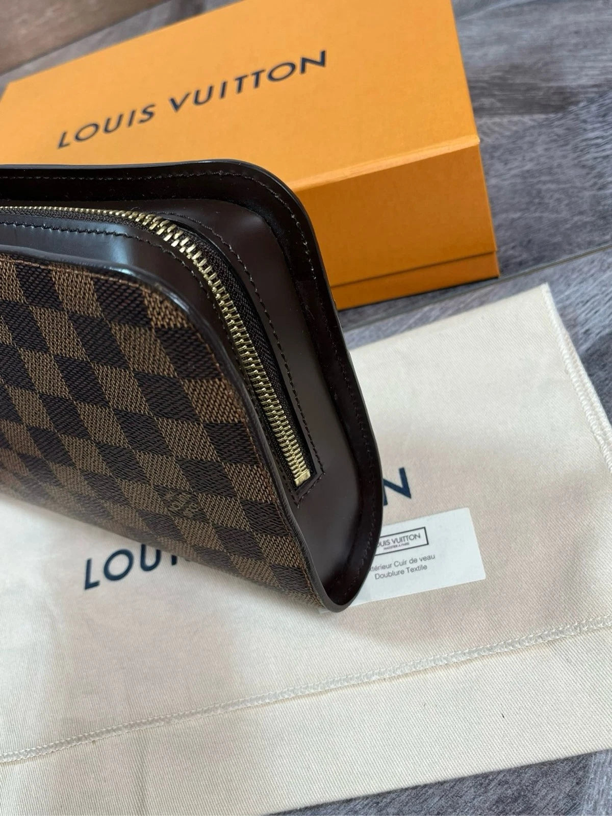 Louis Vuitton Brown Canvas Damier Clutch Handbag For Women