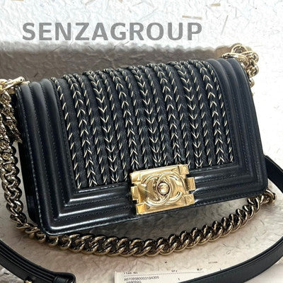 Chanel Le Boy Small Black Gold Chain Shoulder Bag Classic Fashion