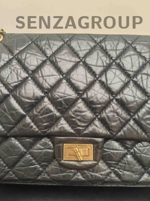 Chanel Classic Large Quilted Chain Shoulder Bag Black Gold Women's