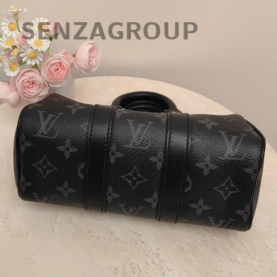 Louis Vuitton Keepall 20 Monogram Handbag Shoulder Bag Black Silver Unisex