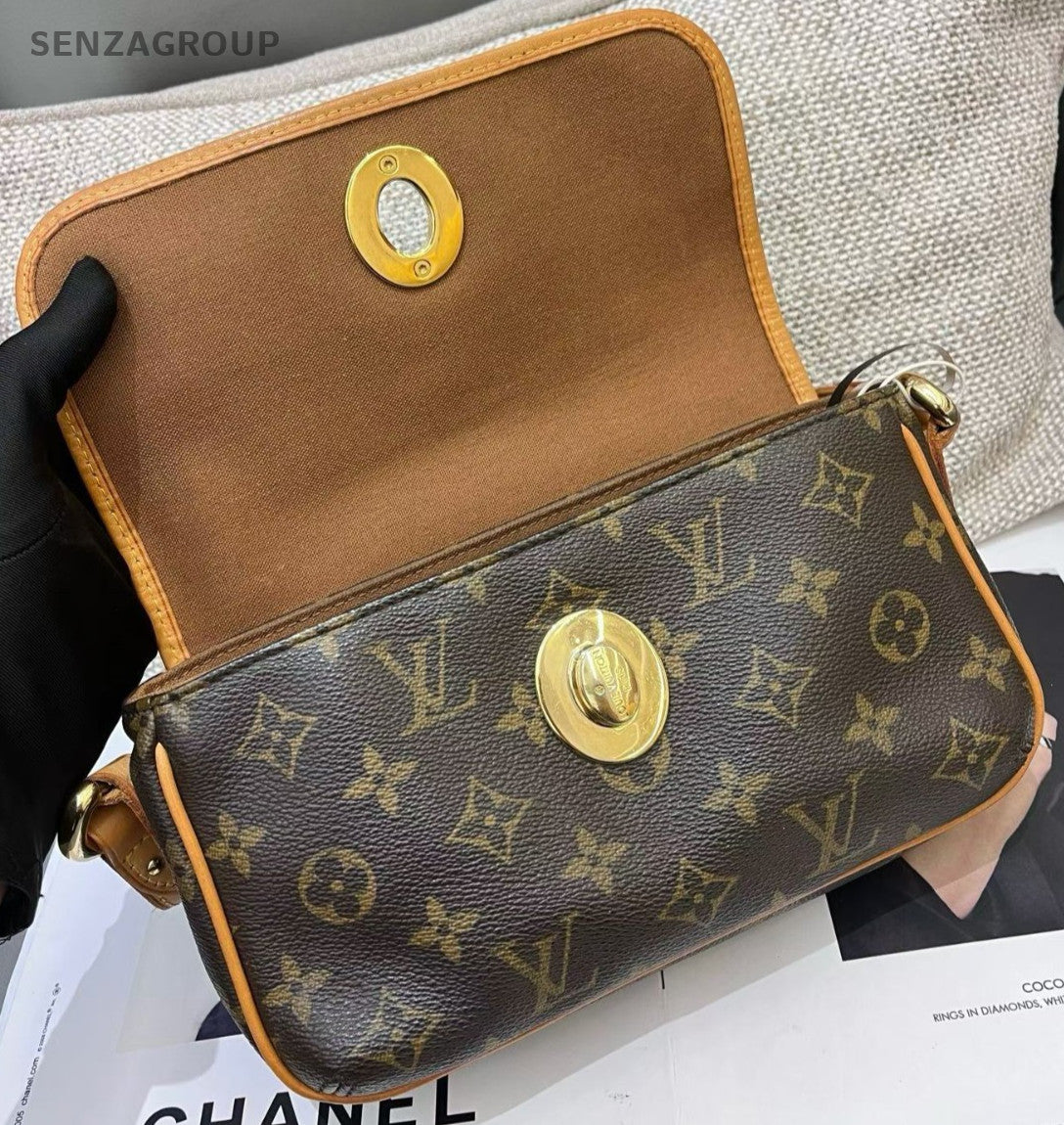 Louis Vuitton Monogram Vintage Shoulder Bag Brown Gold Used Women Classic
