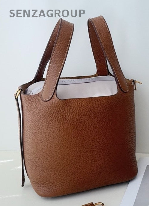 Hermes Picotin Lock Tote Hand Bag Brown Gold Used Women Classic
