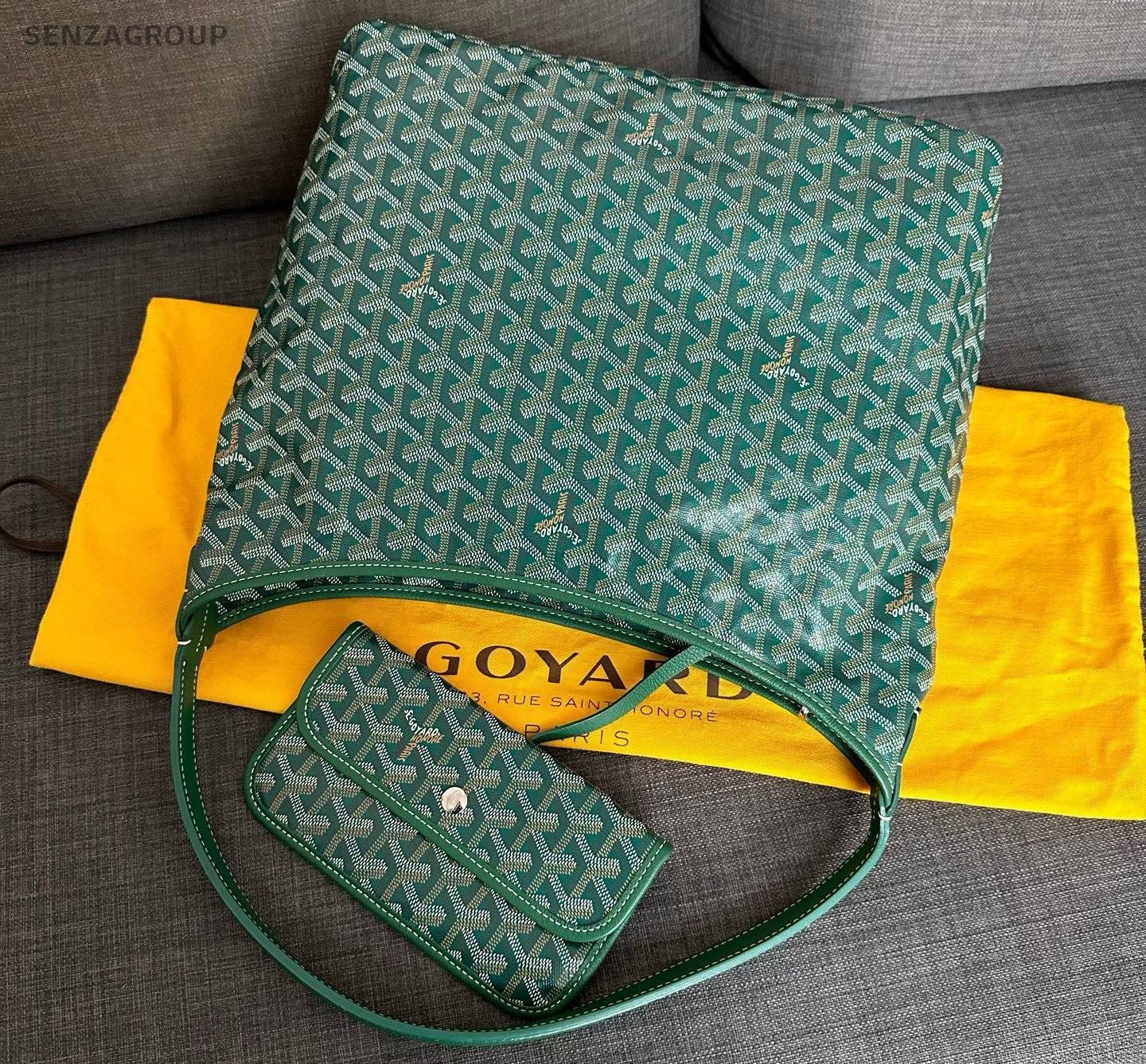 Goyard Hobo 2Way Top Handle Bag Shoulder Bag Green Silver Women Classic