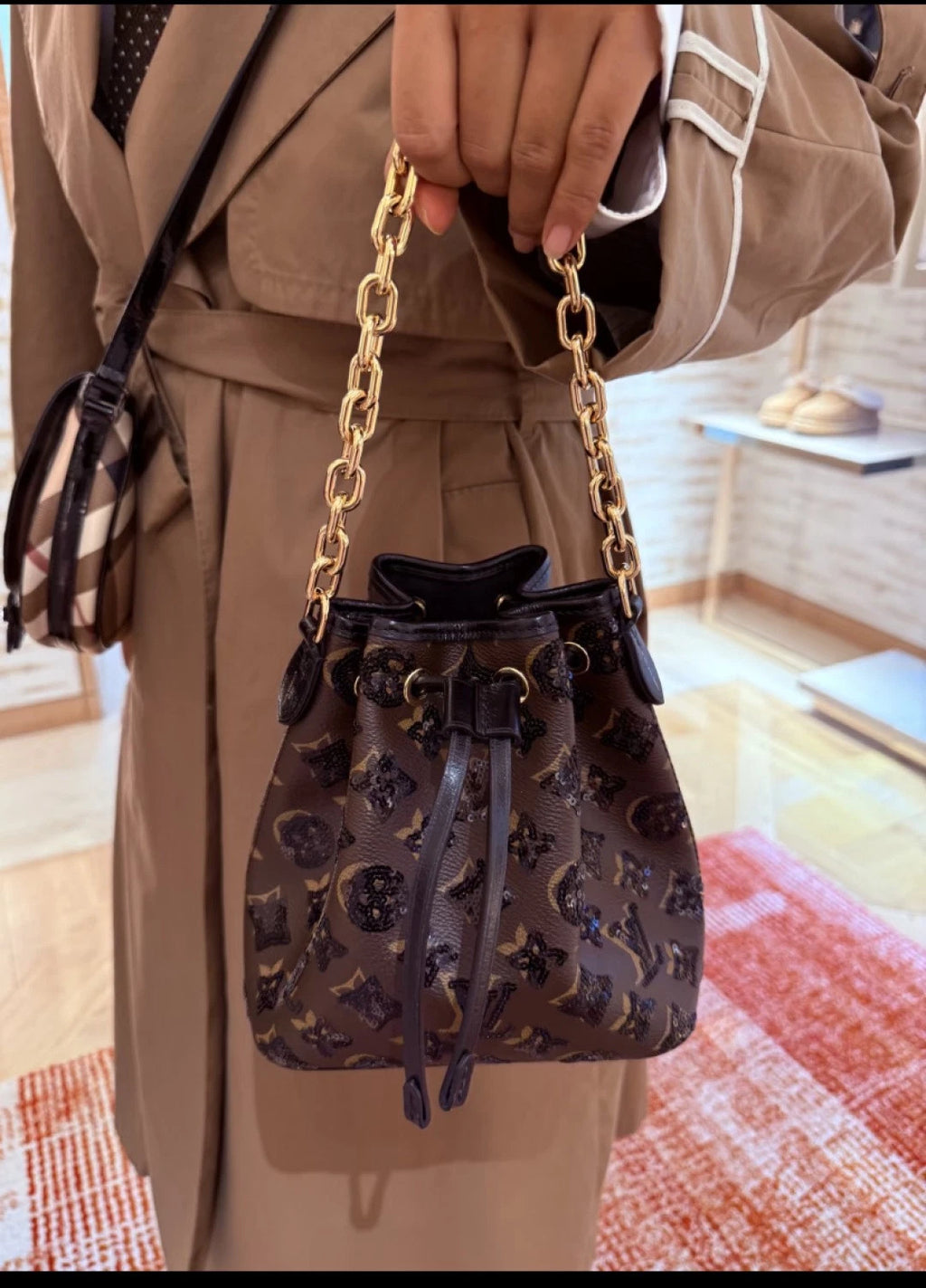 Louis Vuitton Ski Noe BB Bucket Monogram Calfskin Crossbody Bag Women S