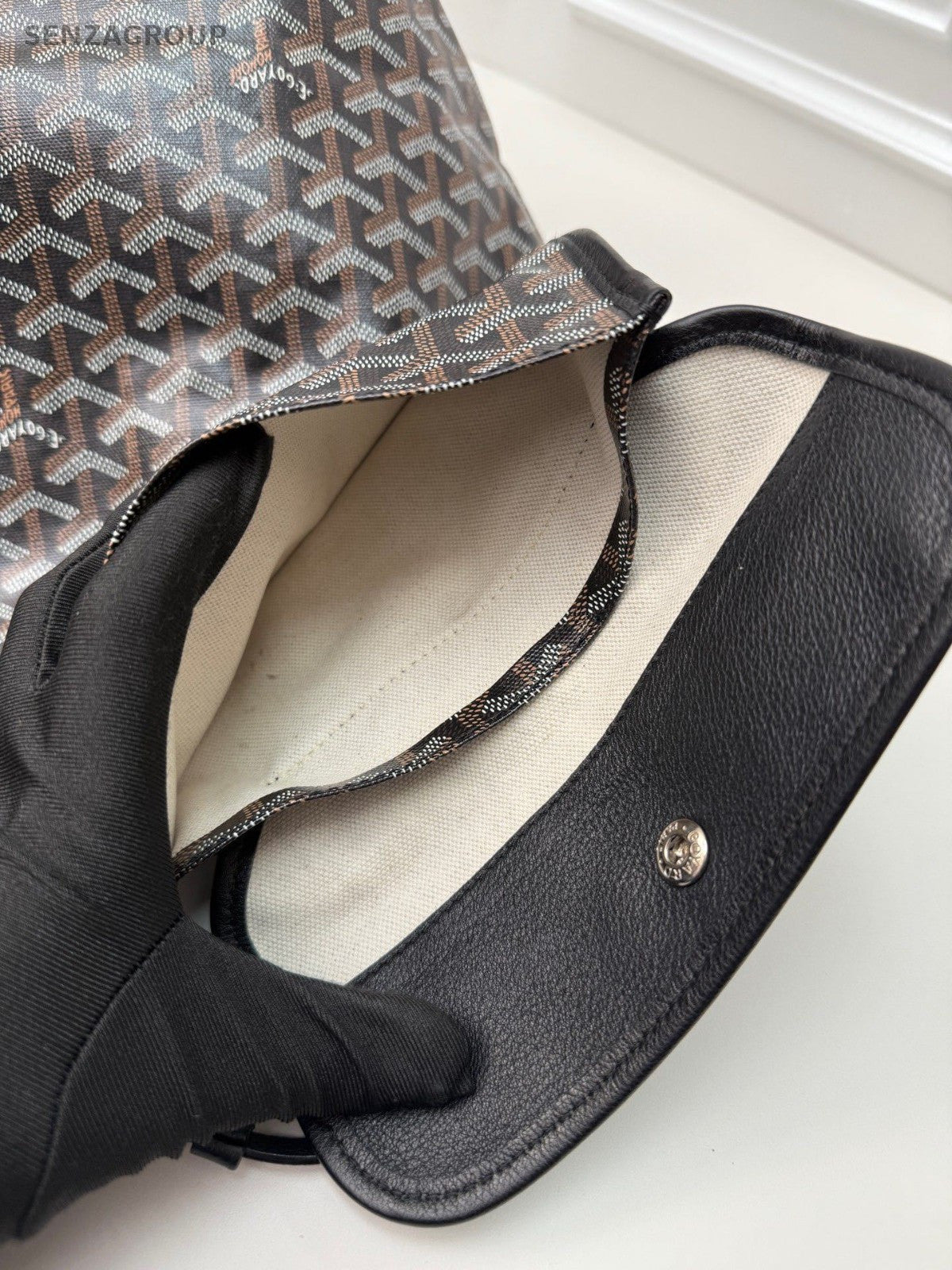 GOYARD Saint Louis Monogram Canvas Tote Shoulder Bag Women Black