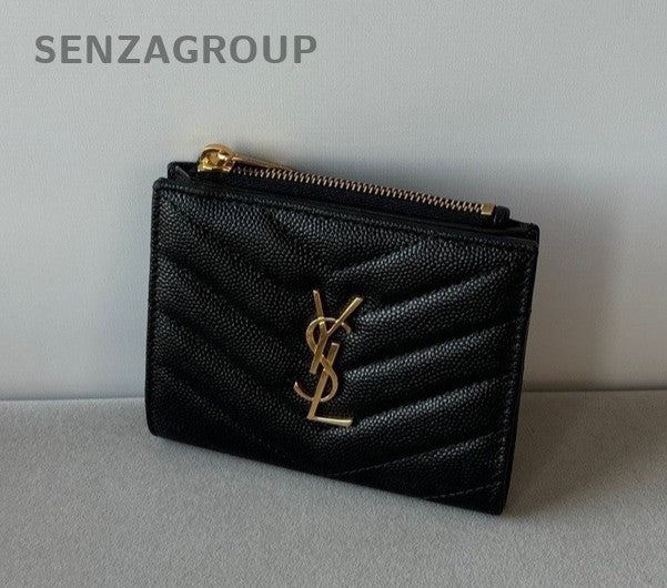 YSL Saint Laurent Caviar Calfskin Short Purse Clutch Black Almost Brand New