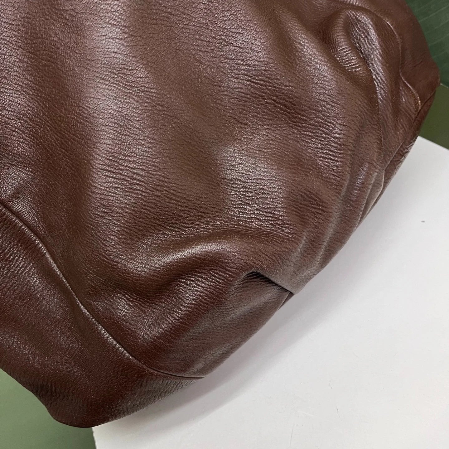 Prada Cervo Shine Hobo Tote Top Handle Bag Shoulder Bag Brown Women
