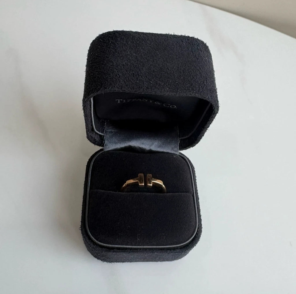 Tiffany &amp; Co. Tiffany T Square 18K Rose Pink Gold Band Ring EU51/US5.75