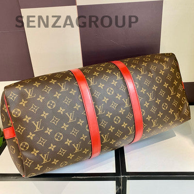 Louis Vuitton Keepall 50 Monogram Red Travel Bag Unisex Hand Carry