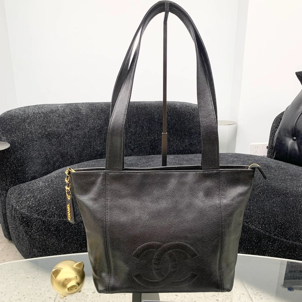 Chanel Calfskin Black Shoulder Bag Gold Hardware Women Classic S