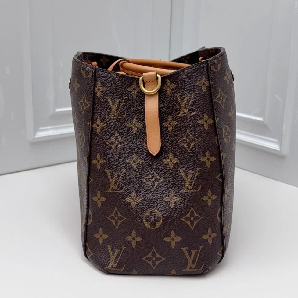 Louis Vuitton Montaigne MM Top Handle Shoulder Crossbody Brown Gold Used Women