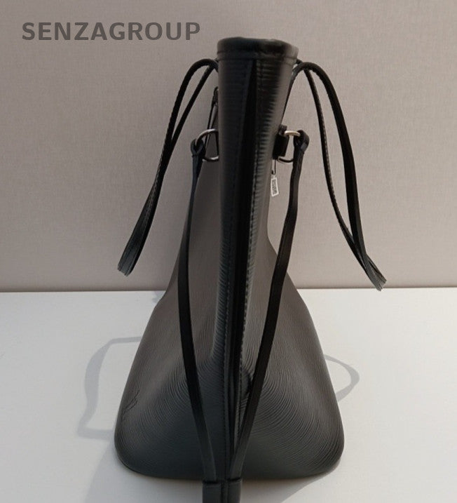 Louis Vuitton Neverfull MM Epi Tote Shoulder Bag Black Silver Women Classic
