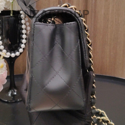 Chanel Classic Flap Mini Black Gold Lambskin Chain Shoulder Crossbody Bag