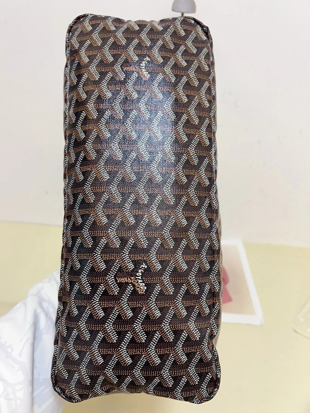 Goyard Bohème Hobo Canvas Calfskin Shoulder Bag Brown Silver Women Classic