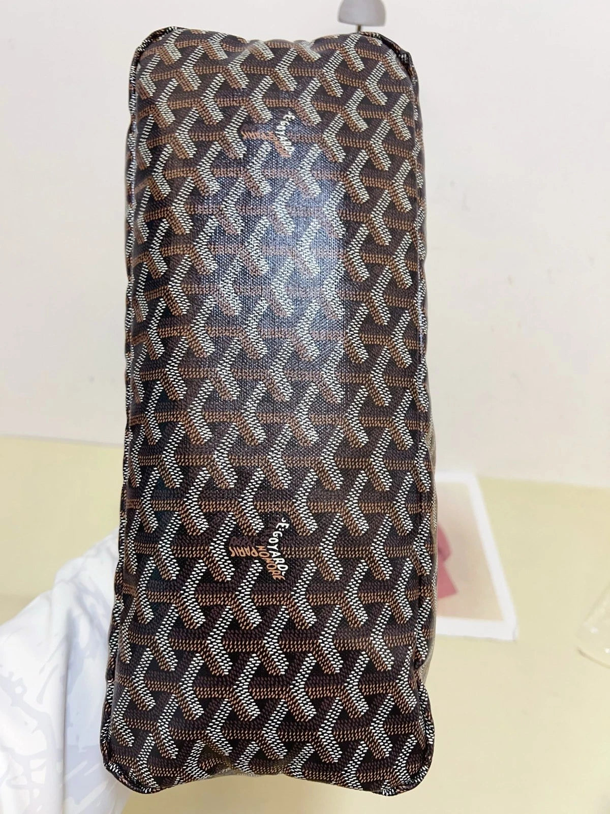 Goyard Bohème Hobo Canvas Calfskin Shoulder Bag Brown Silver Women Classic