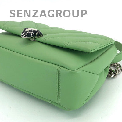 Bvlgari Serpenti Cabochon Green Leather Chain Shoulder Crossbody Bag