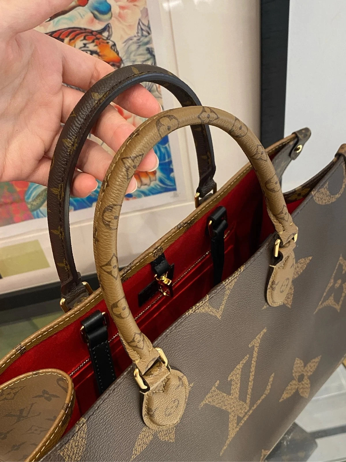 Louis Vuitton OnTheGo MM Monogram Canvas Shoulder Bag Handbag Excellent
