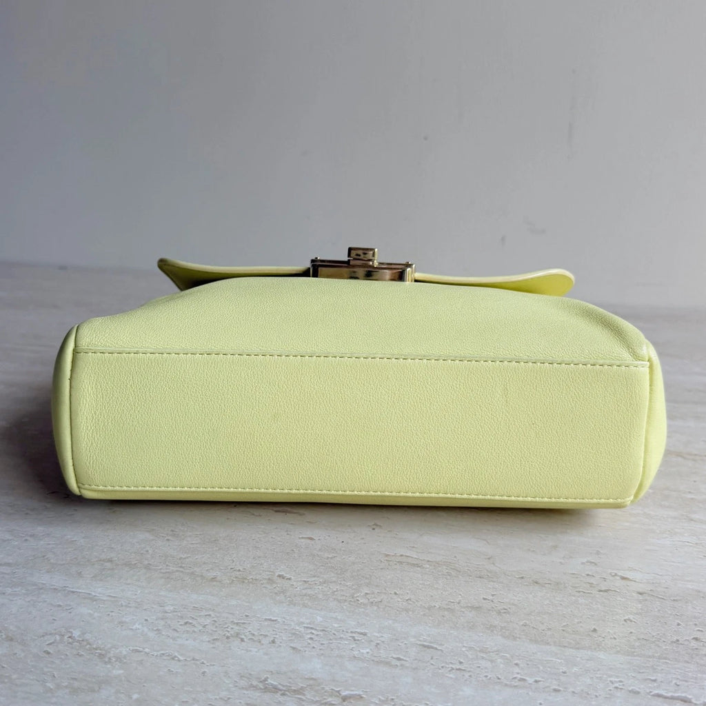 Authentic Christian Dior Diorling Chain Yellow Shoulder Bag in Gold Hardware