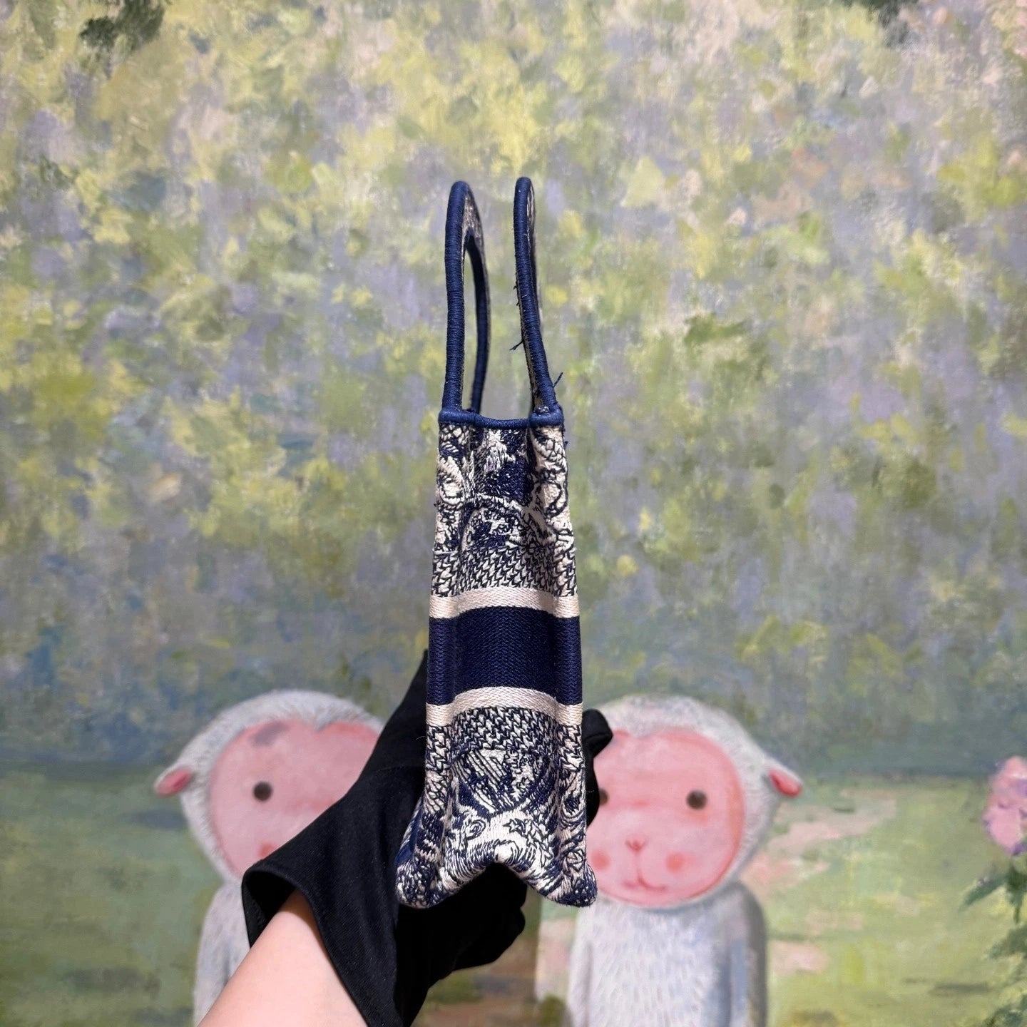 Dior Women Canvas Mini Embroidered Zoo Tote Bag