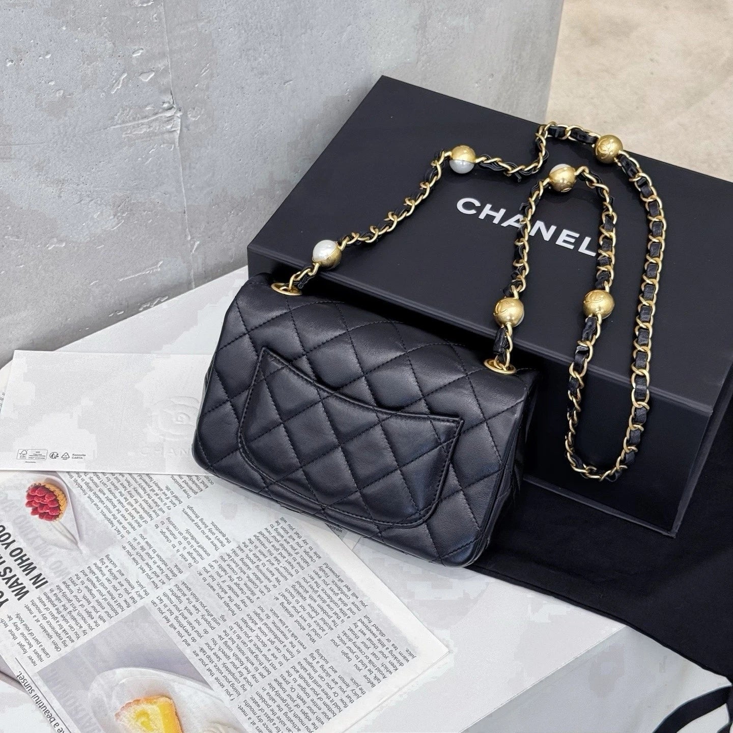 CHANEL Black Gold Lambskin CF Mini Crossbody Bag For Women