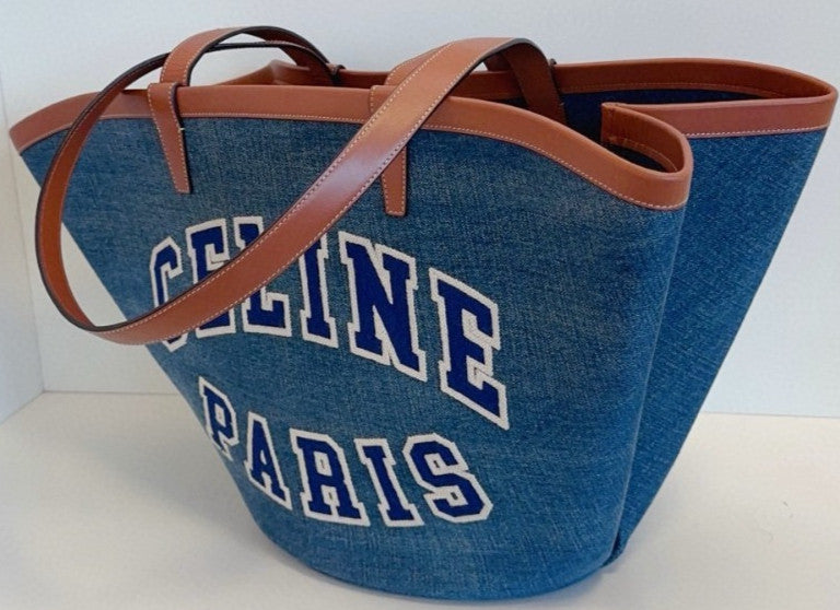 CELINE Couffin Denim Logo tote Shoulder bag Almost Brand NEW Women