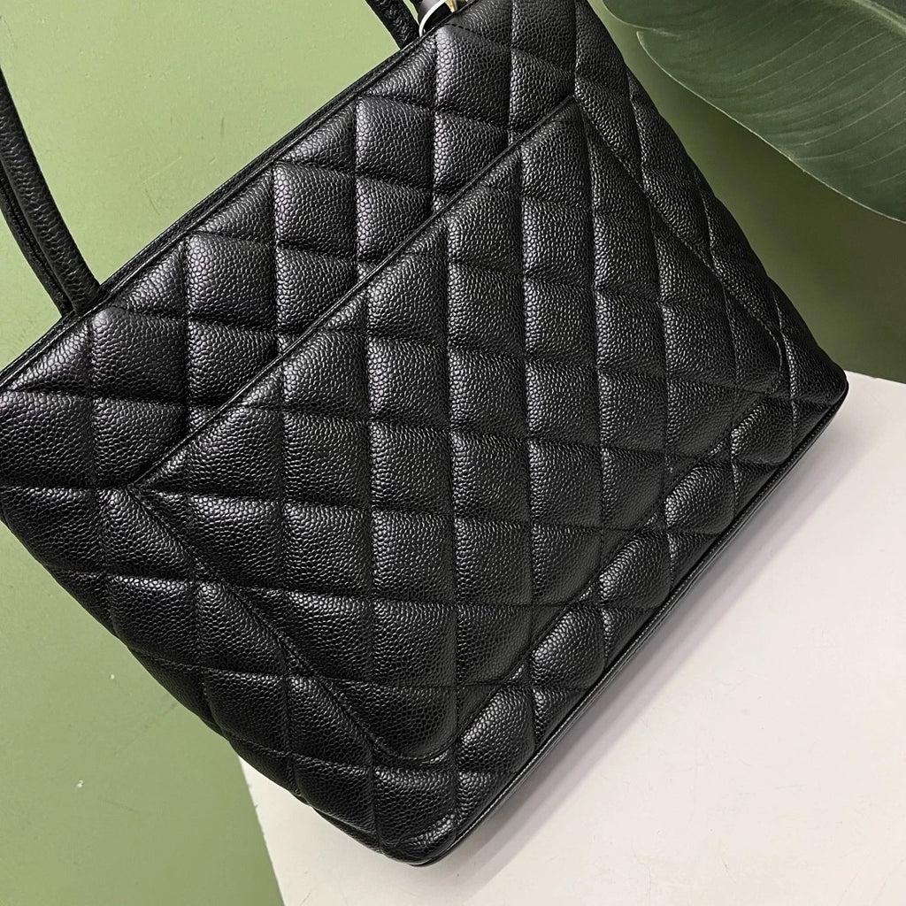 Chanel Medallion Tote Black Gold Top Handle Bag Shoulder Bag Women Classic