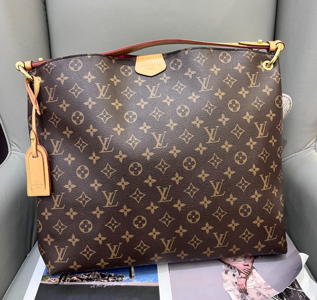 Louis Vuitton Graceful MM Monogram Shoulder Bag Brown Gold Women Classic