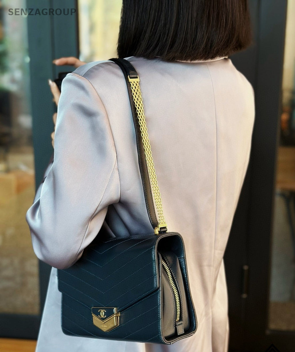 Chanel Envelope Bag Calfskin Shoulder Bag Women Blue