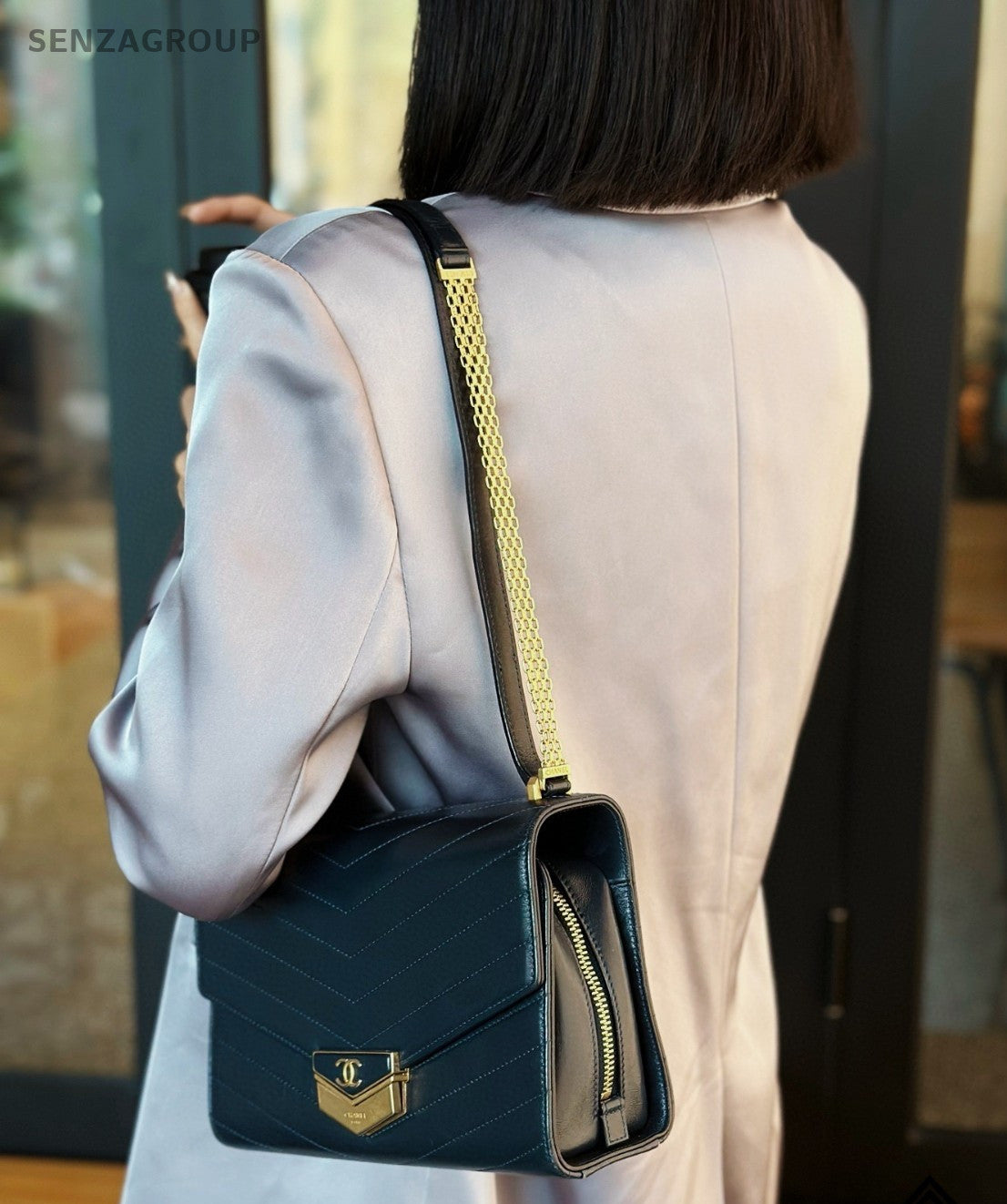 Chanel Envelope Bag Calfskin Shoulder Bag Women Blue