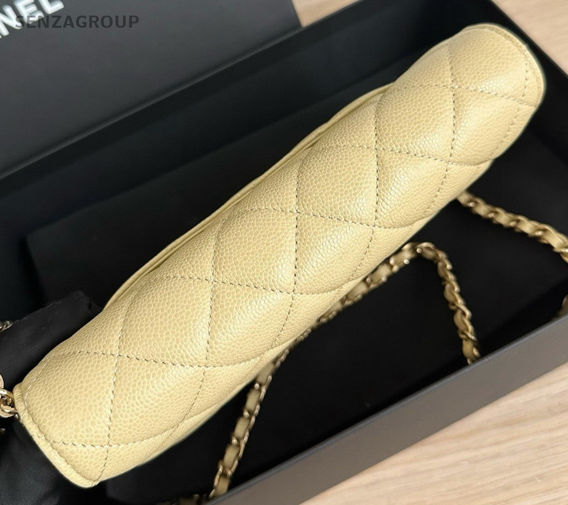 Chanel Diamond WOC Chain Shoulder Bag Crossbody Yellow Gold Women Classic
