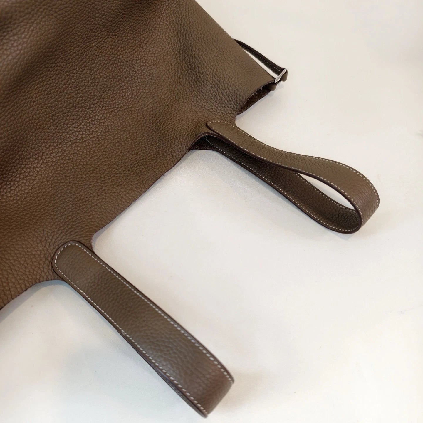 Hermes Picotin22 Top Handle Bag Brown Silver Used Women Classic Fashion
