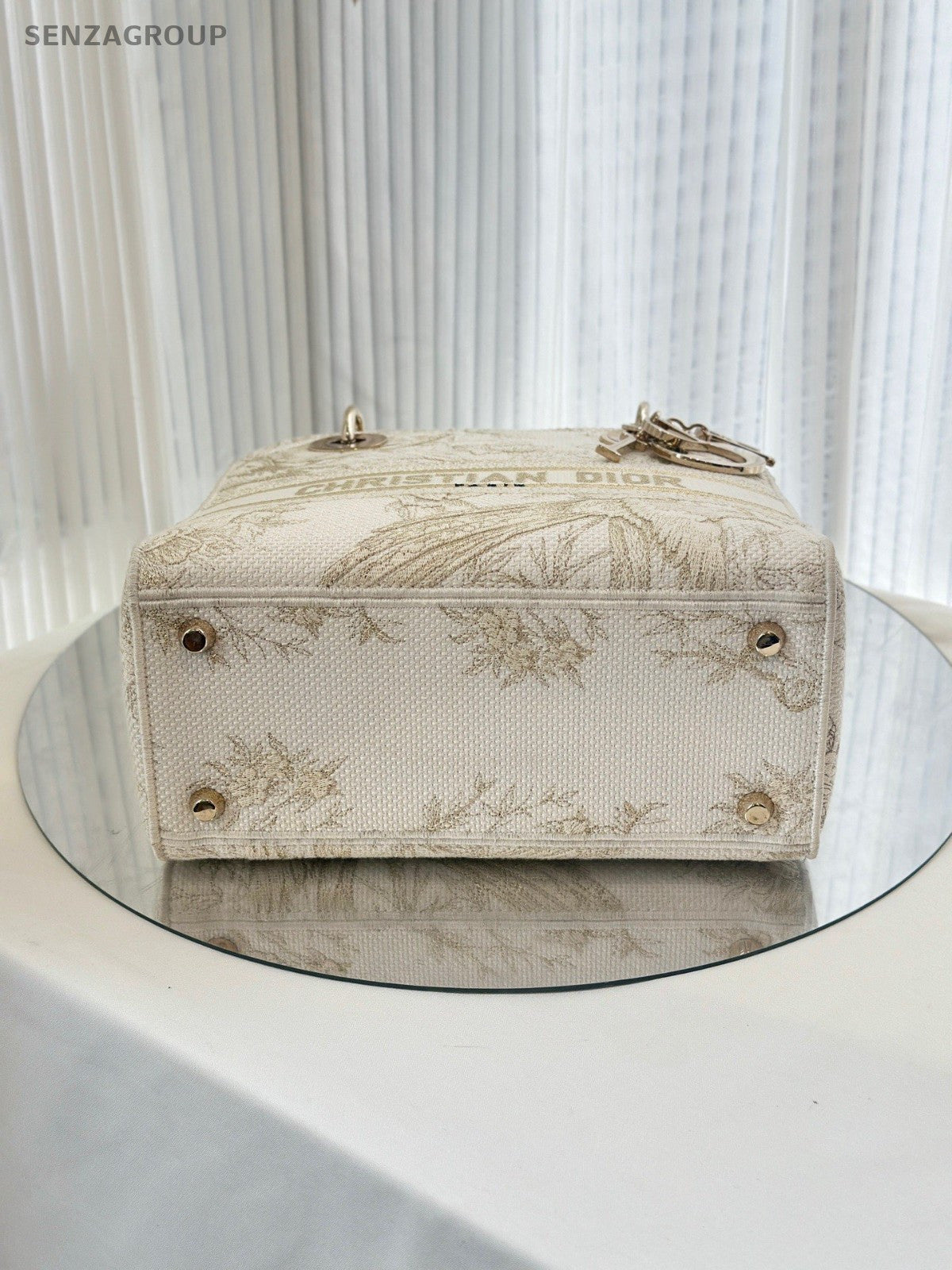 Christian Dior Lady D-Lite Top Handle Embroidery 2way Shoulder Handbag White