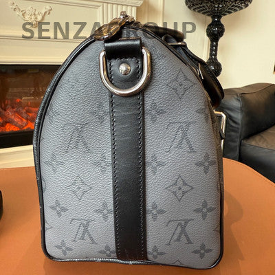 Louis Vuitton Keepall 35 Monogram Black Silver Handbag Unisex